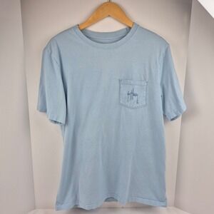 Guy Harvey Mens Light‎ Blue Pocket T Shirt Marlin Fishing Graphic Tee Size L